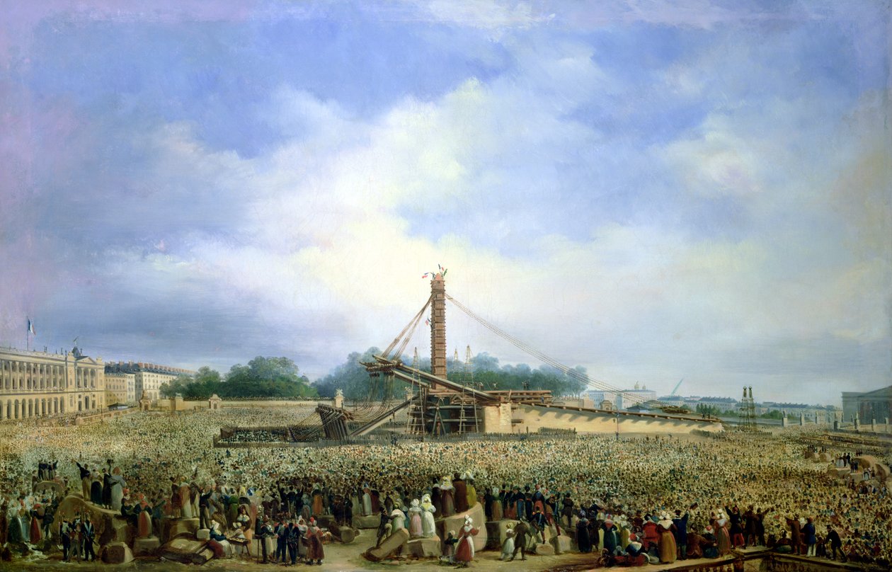 Het oprichten van de obelisk van Luxor op de Place de la Concorde, 25 oktober 1836 door Francois Dubois