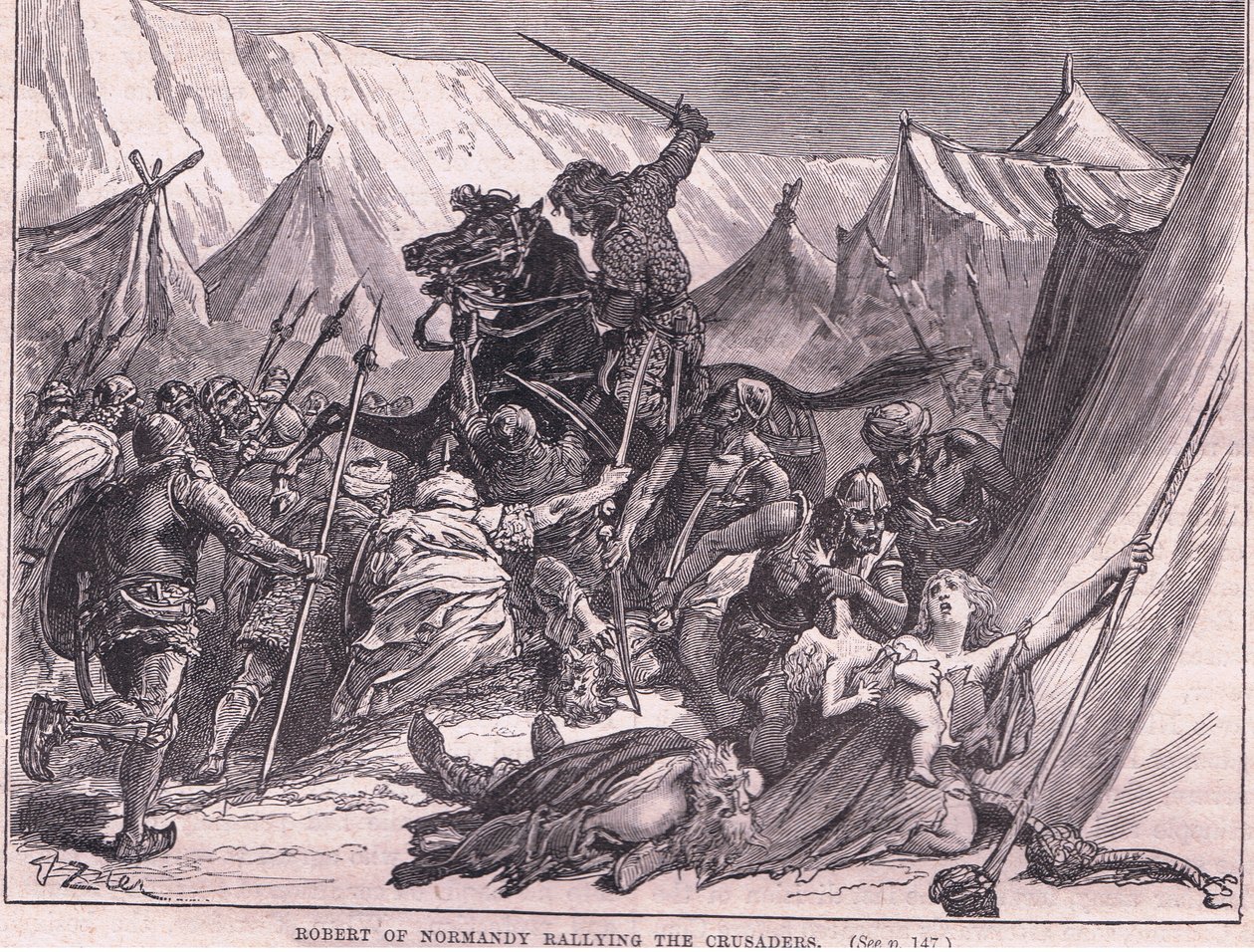 Robert van Normandië verzamelt de kruisvaarders, 1097 door Francois Edouard Zier