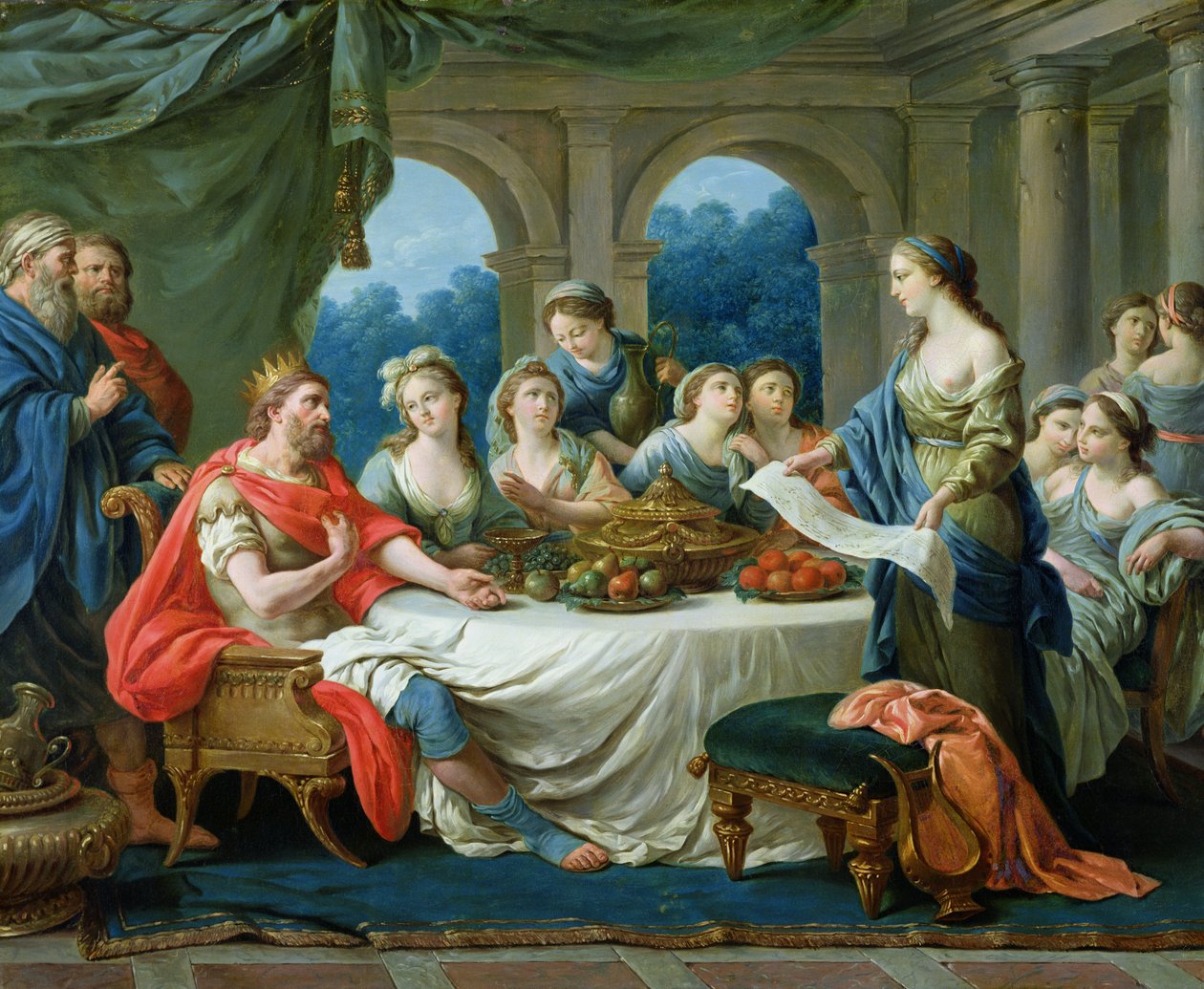 Esther en Ahasveros, c.1775-80 door Francois Langrenee