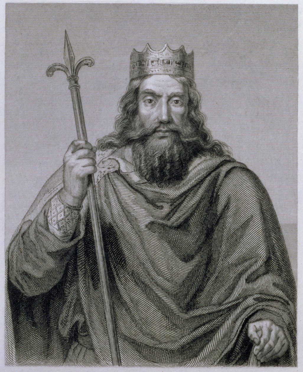 Clovis I (465-511) Merovingische heerser van de Franken, gegraveerd door G. Lewy door Francois Louis Dejuinne
