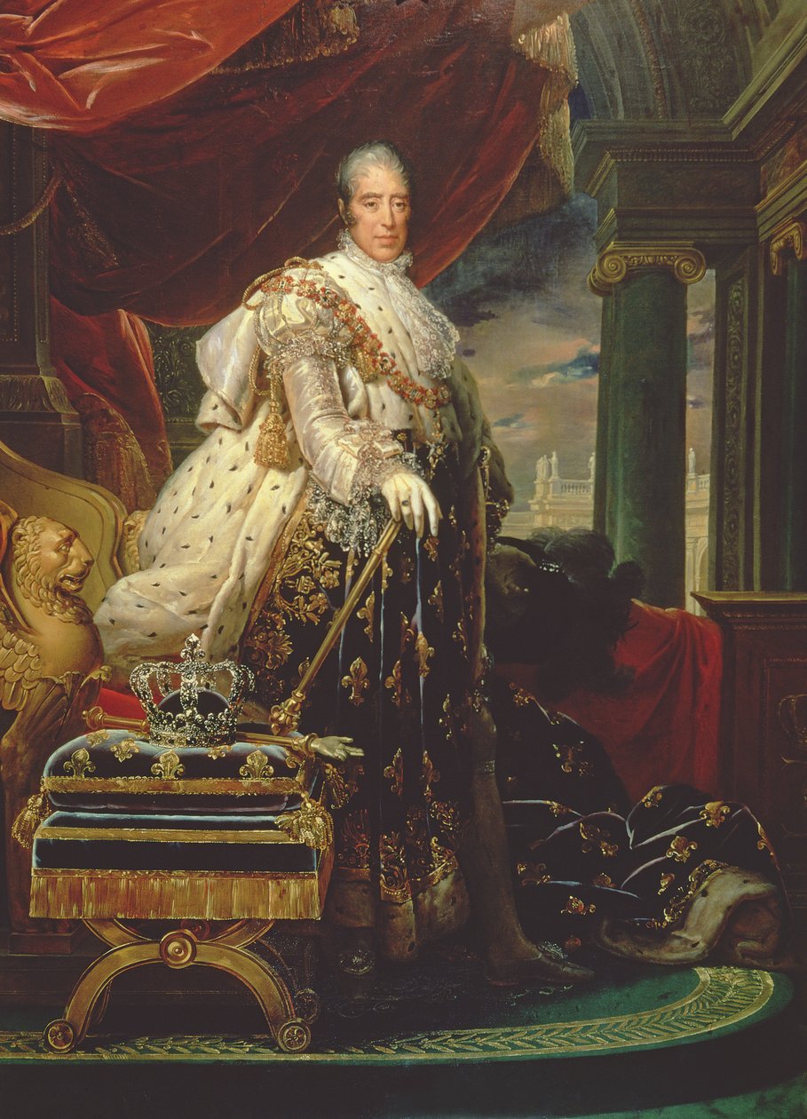 Karel X (1757-1826) in zijn kroningsgewaden door Baron François Pascal Simon Gérard