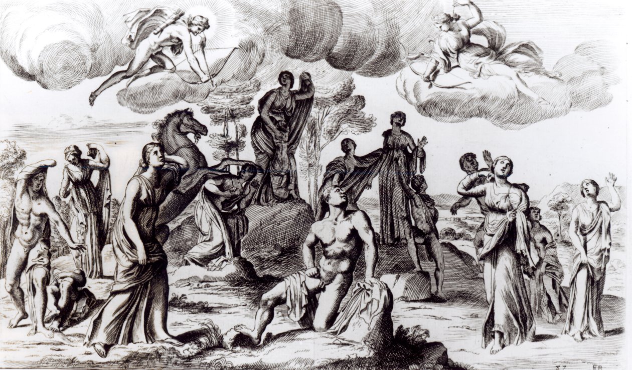 Niobe en haar kinderen, ca. 1653 door Francois Perrier