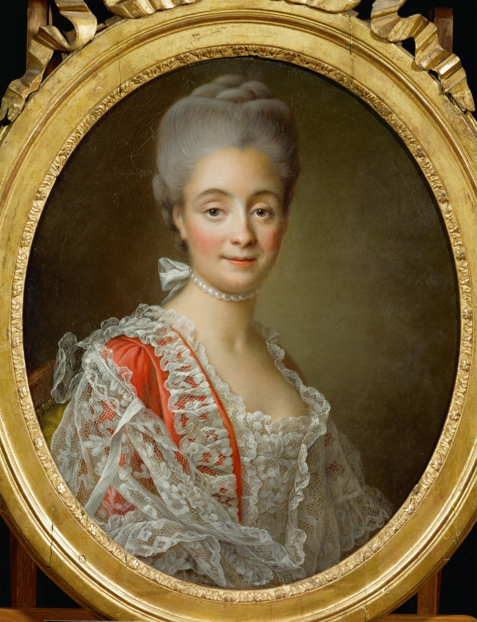 Portret van Mme. Jacques-Benoit Loys door Francois-Hubert Drouais