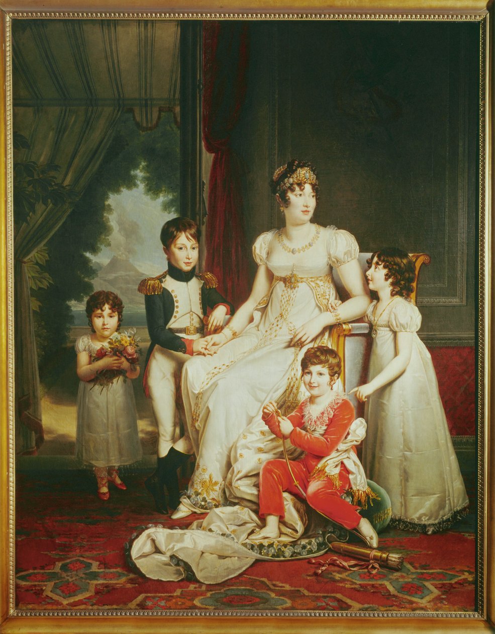 Caroline Bonaparte, zus van Napoleon, koningin van Napels met haar kinderen ... door Francois (school of) Gerard