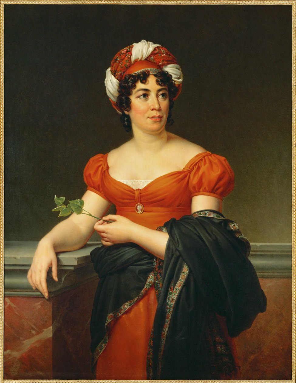 Portret van Germaine Necker, Mme ... (olieverf op doek) door Francois (school of) Gerard