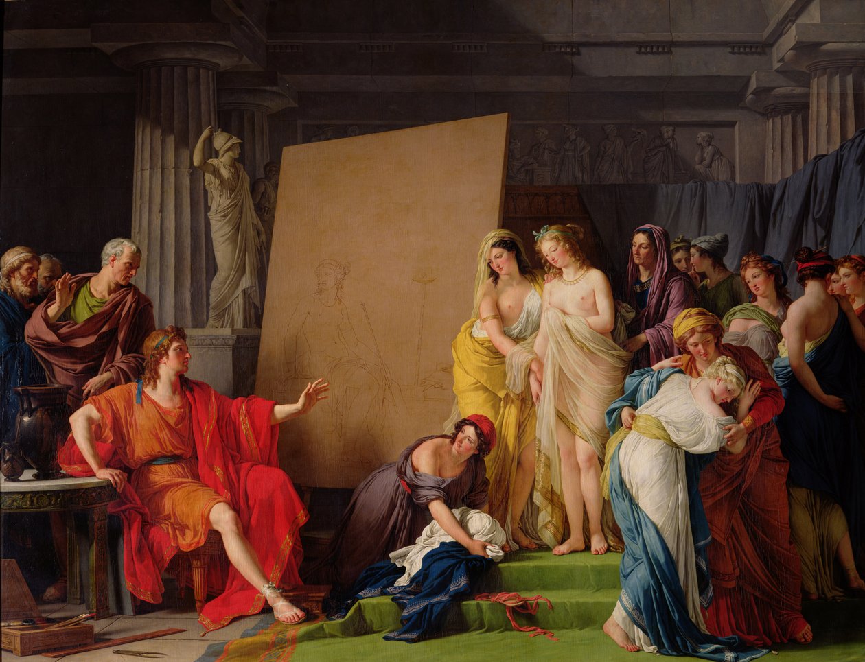 Zeuxis kiest modellen uit de mooie vrouwen van Croton door François André Vincent