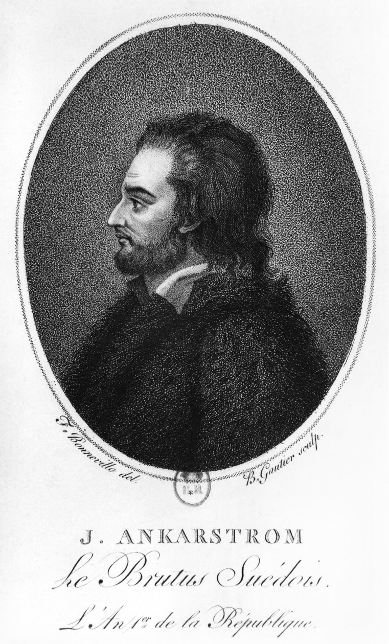 Portret van Johan Ankarstrom, gegraveerd door B. Gautier, 1792 door Francois Bonneville