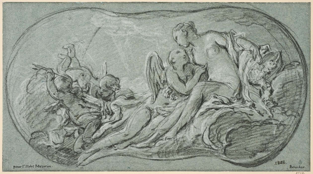 Amor en Psyche door François Boucher