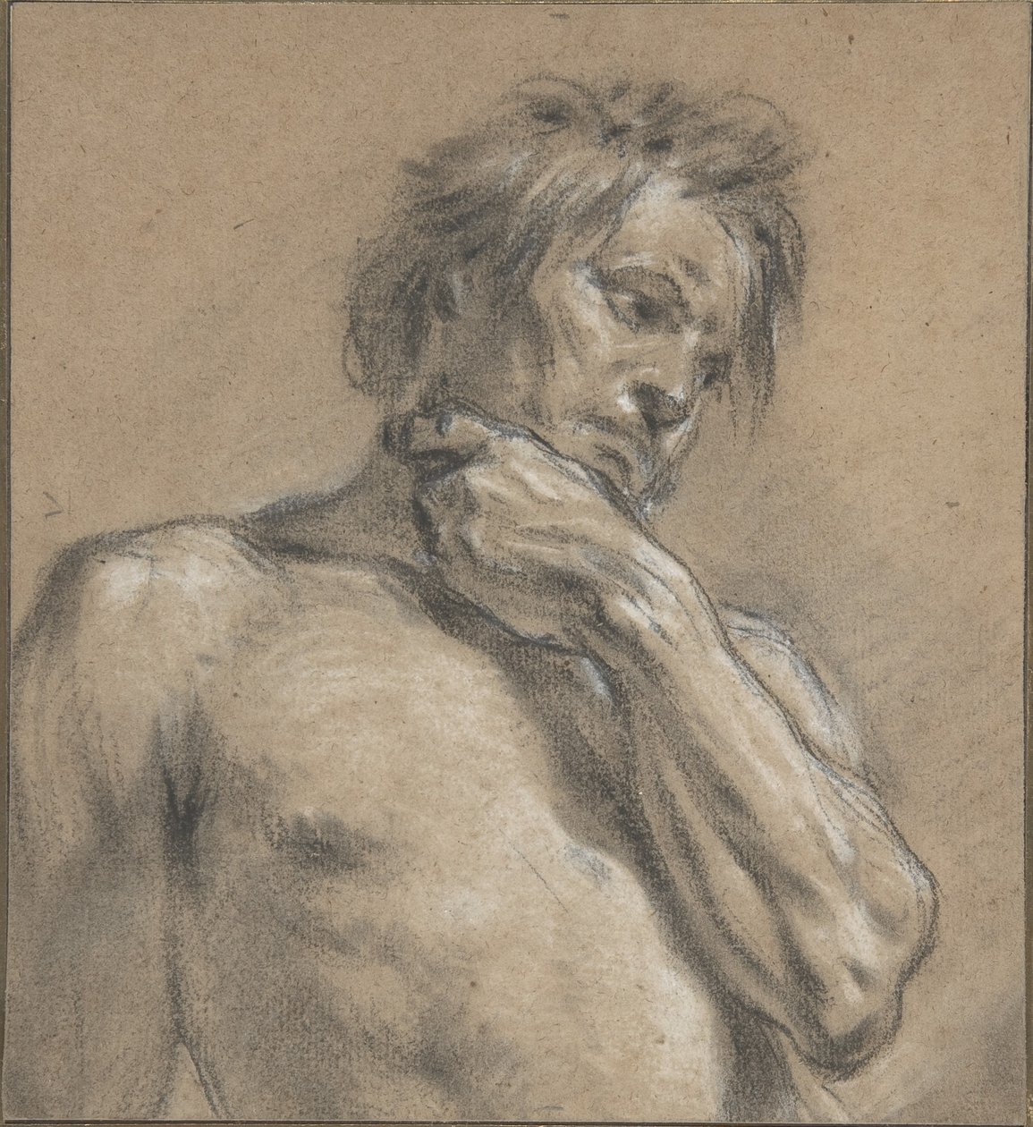 Studie van een man (halflengte) door François Boucher