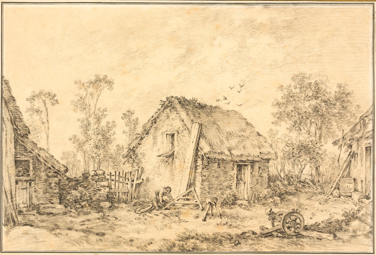 Landschap met Rustieke Cottage door François Boucher