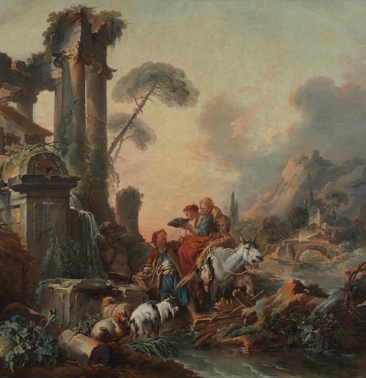 Rustpauze bij de fontein door François Boucher
