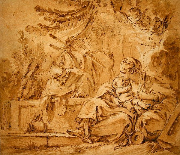Rust tijdens de vlucht naar Egypte door François Boucher