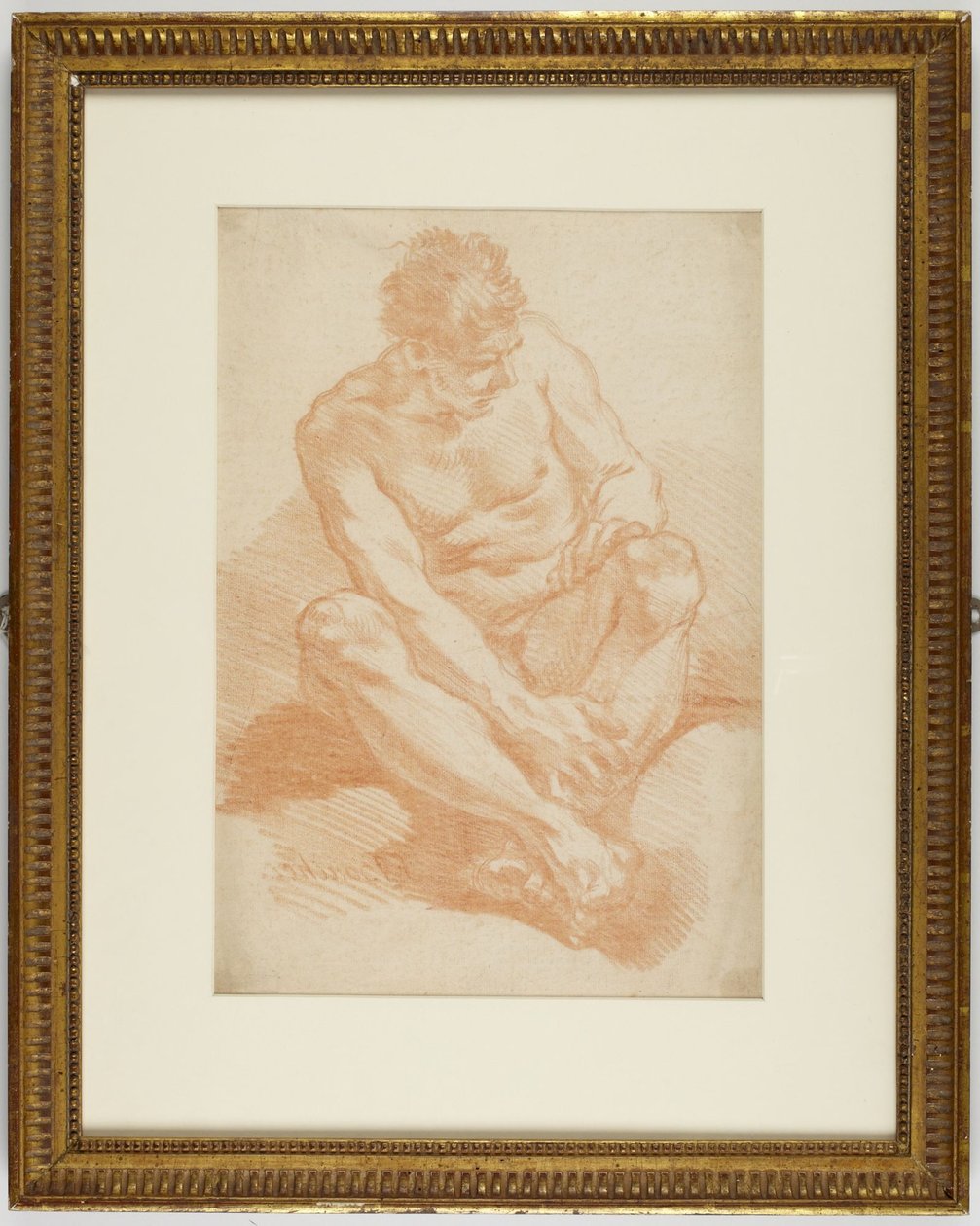 Zittende man met gekruiste enkels door François Boucher