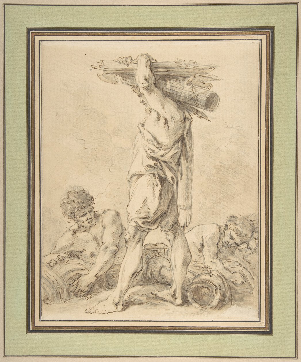 Staande man met fasces en wapens door François Boucher