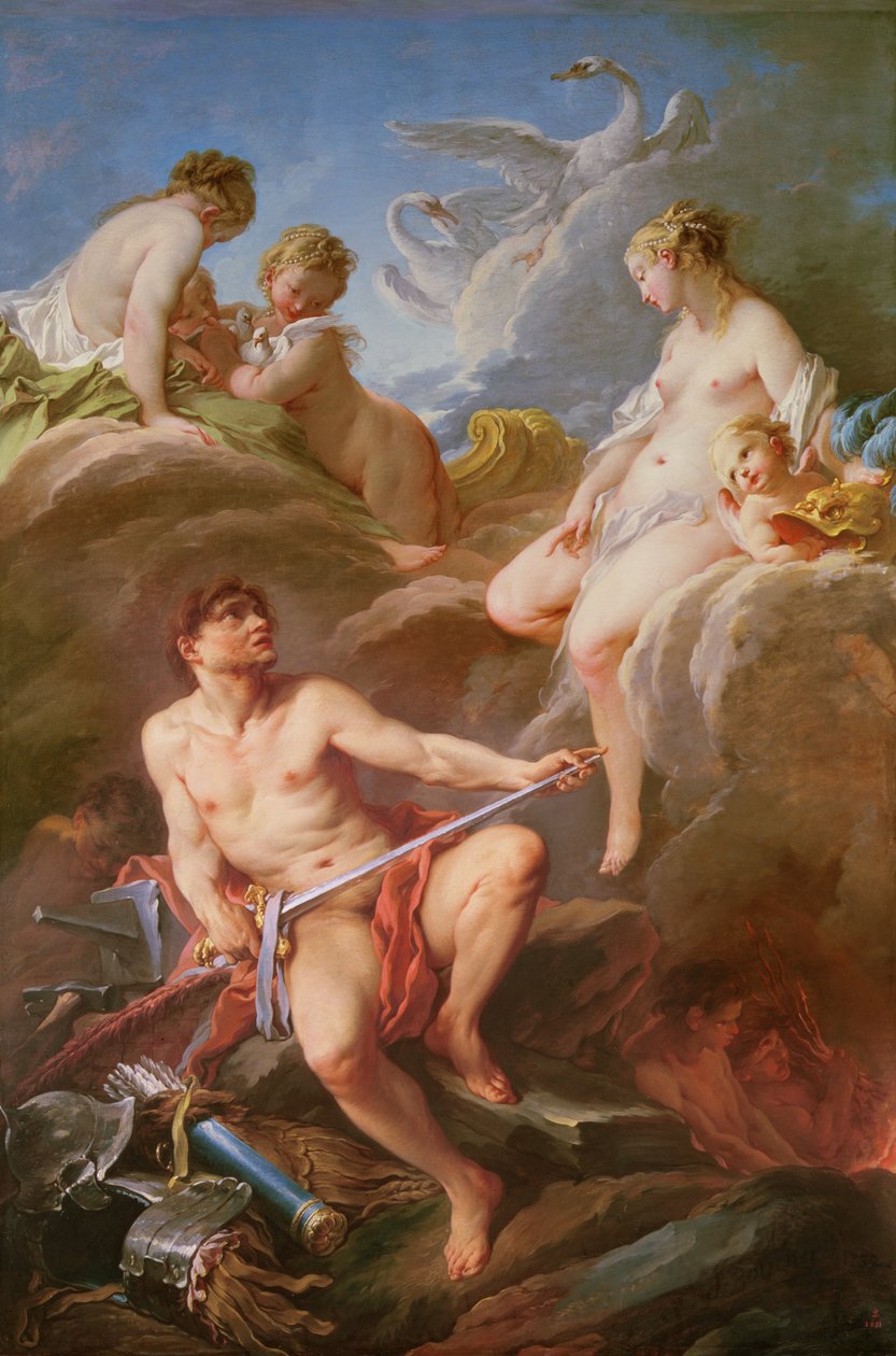 Venus vraagt Vulcanus om de wapenrusting van Aeneas door François Boucher