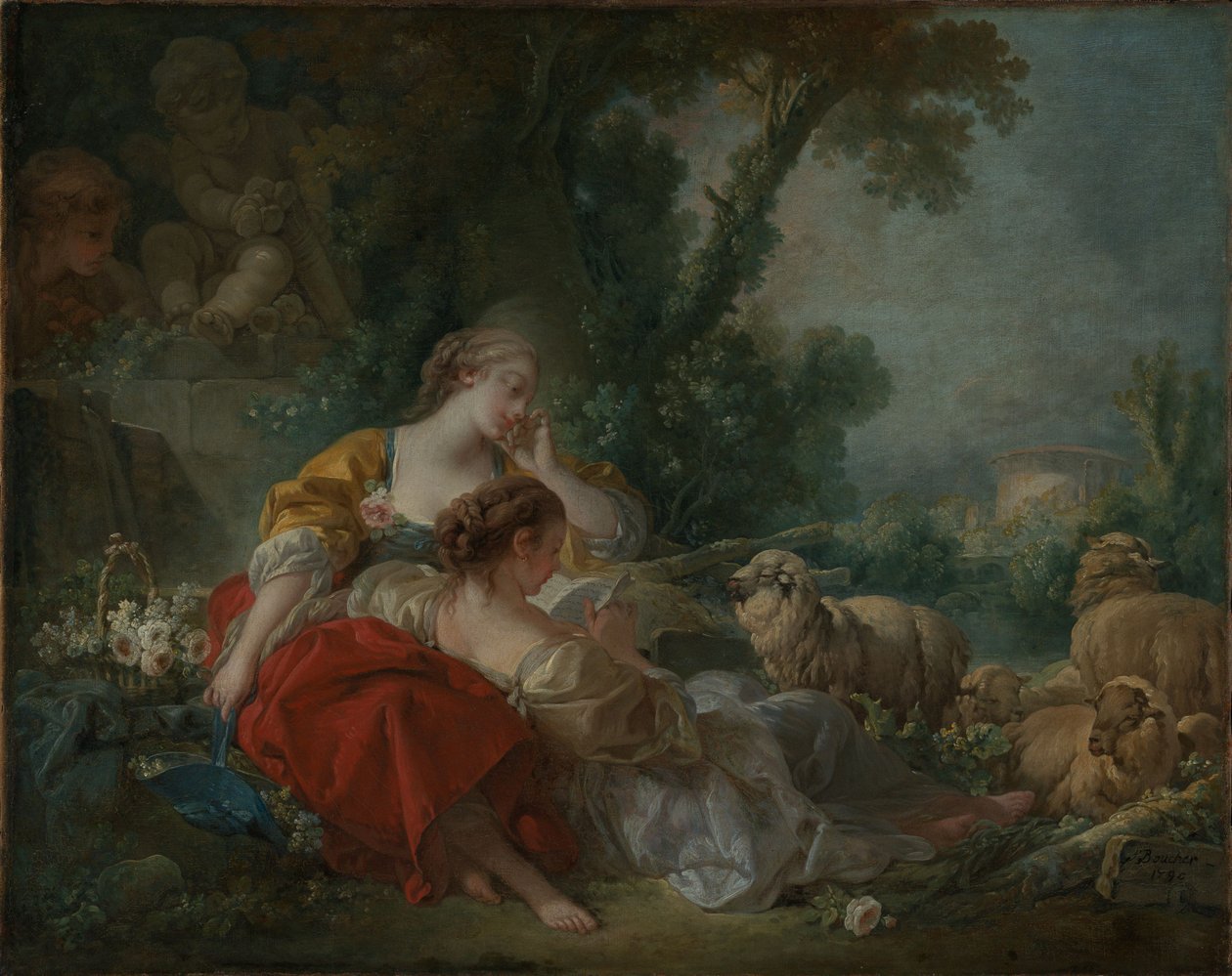 Twee herderinnen door François Boucher