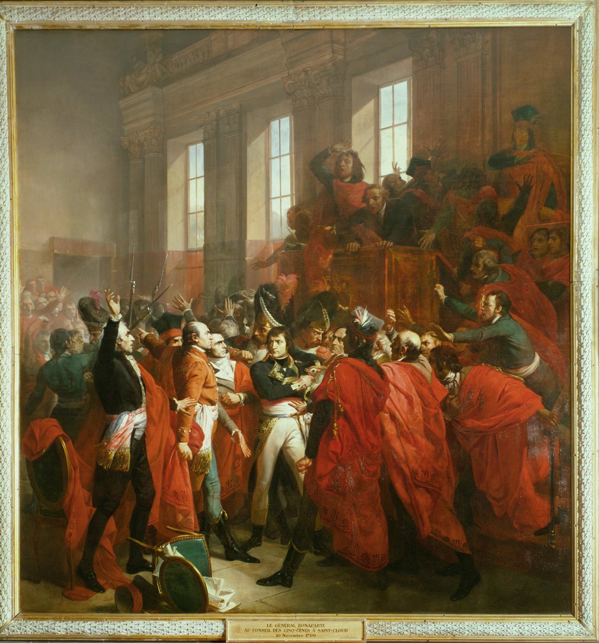 Generaal Bonaparte op de Raad van de Vijfhonderd in Saint-Cloud ... door Francois Bouchot