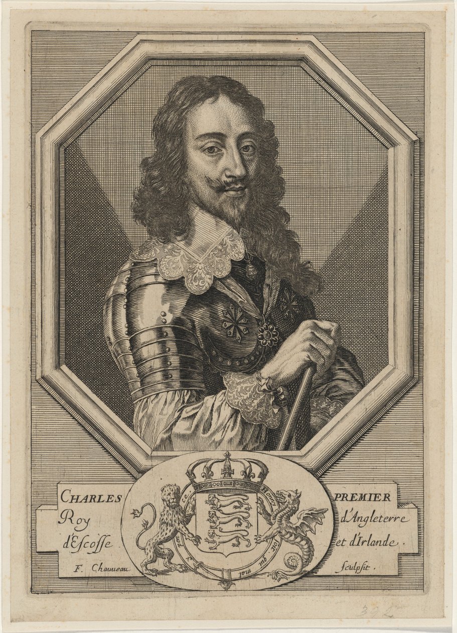 Karel I in een achthoekige omlijsting door Francois Chauveau