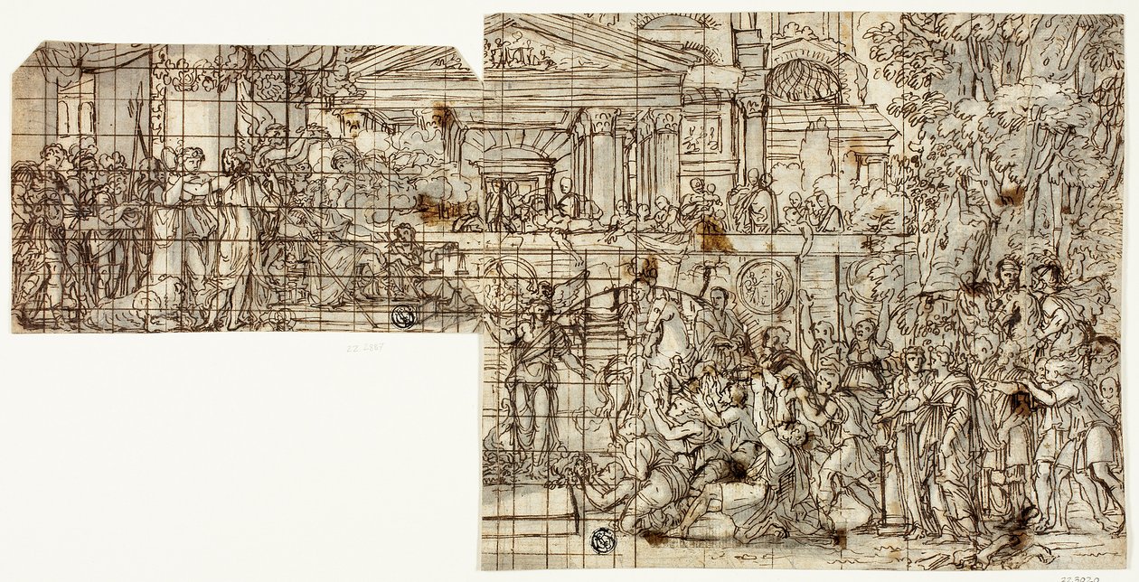 Mythologische scène: Triomf van Alexander (recto) door Francois Chauveau