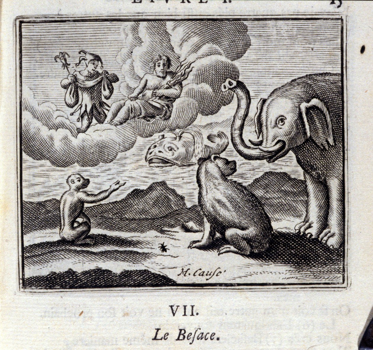 De Zak. Fabels van Jean de La Fontaine. Illustratie door François Chauveau. Editie van 1728. door Francois Chauveau