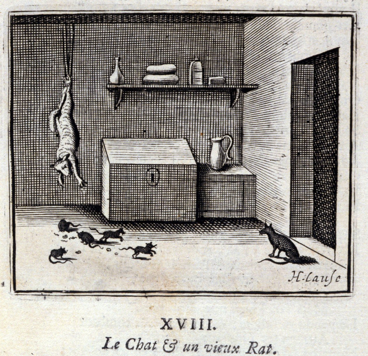 De Kat en een Oude Rat door Francois Chauveau