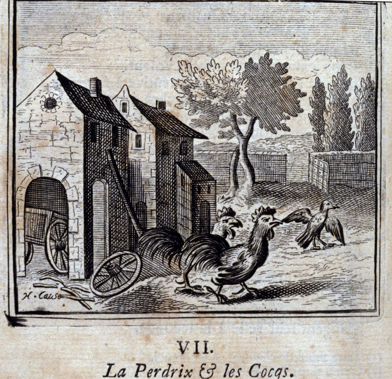 De Patrijs en de Hanen door Francois Chauveau