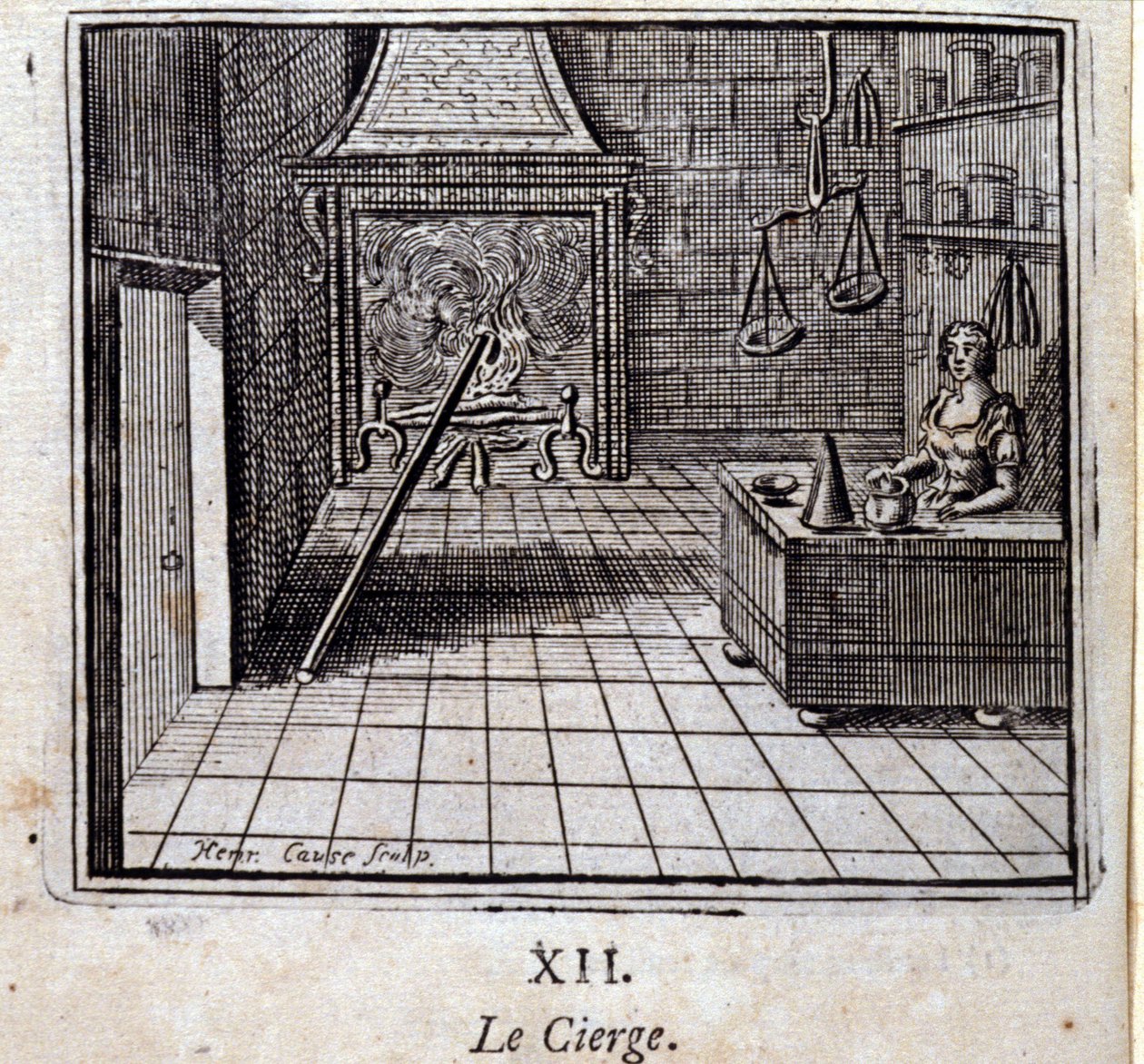 De kaars. Fabels van Jean de La Fontaine (1621-95). Illustratie door François Chauveau (1613-1676). Editie van 1728. door Francois Chauveau
