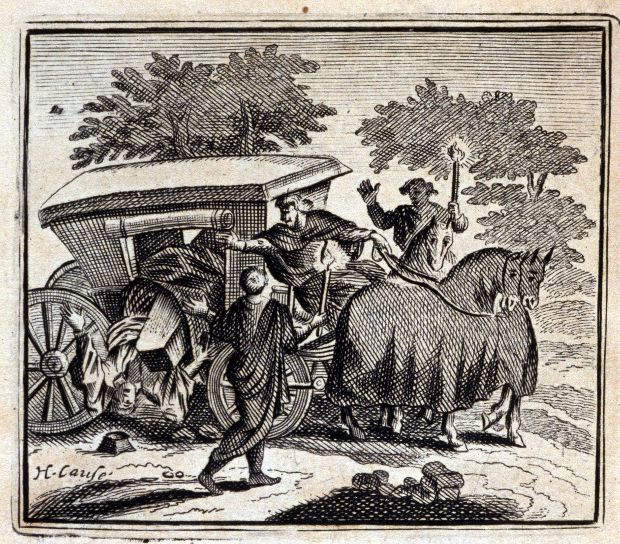 De genezing en de dood. Fabels door Jean de La Fontaine (1621-95). Illustratie door François Chauveau (1613-1676). Editie van 1728. door Francois Chauveau