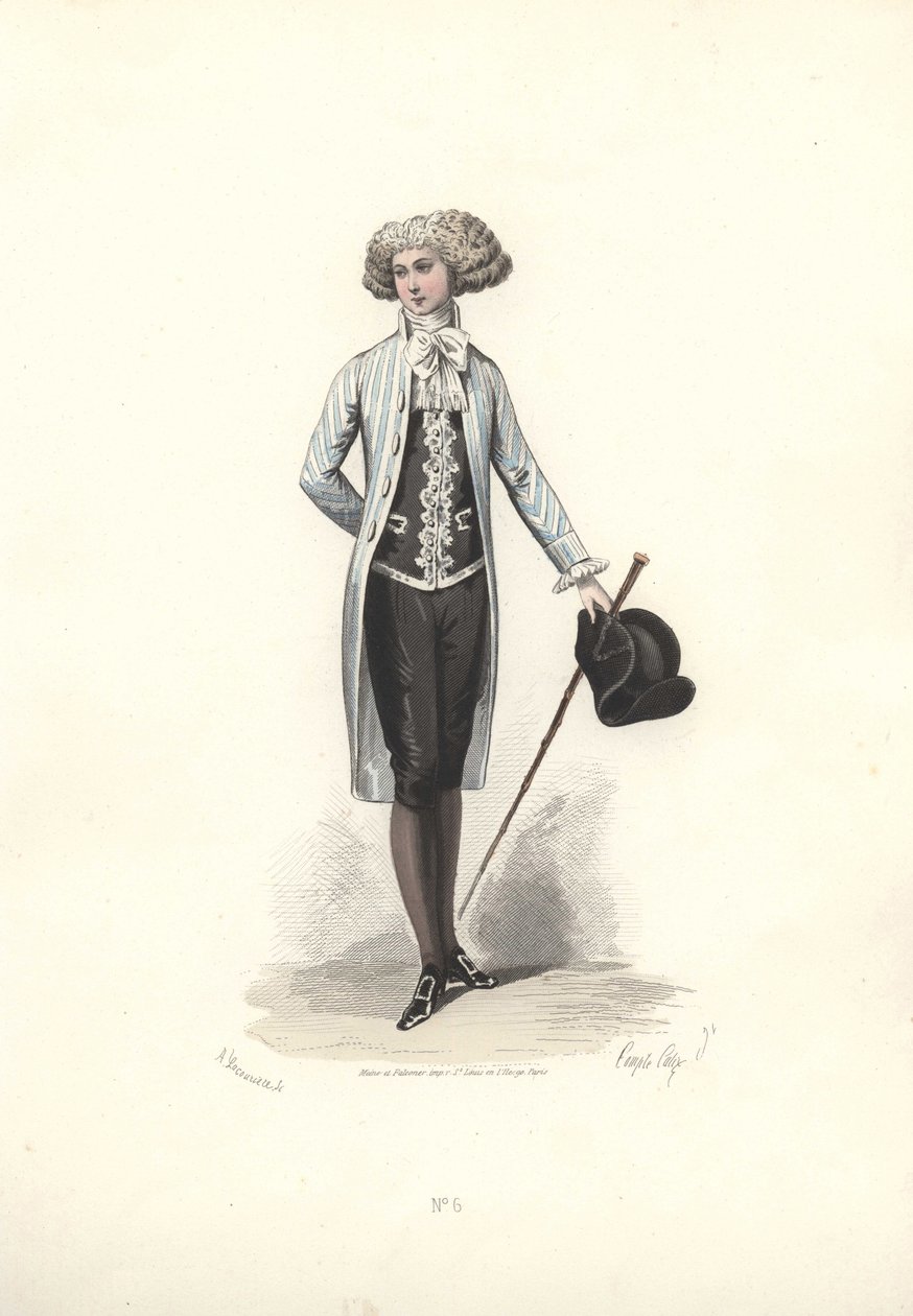 Elegante man in gestreepte jas, tijdperk van Marie Antoinette door Francois Claudius Compte Calix