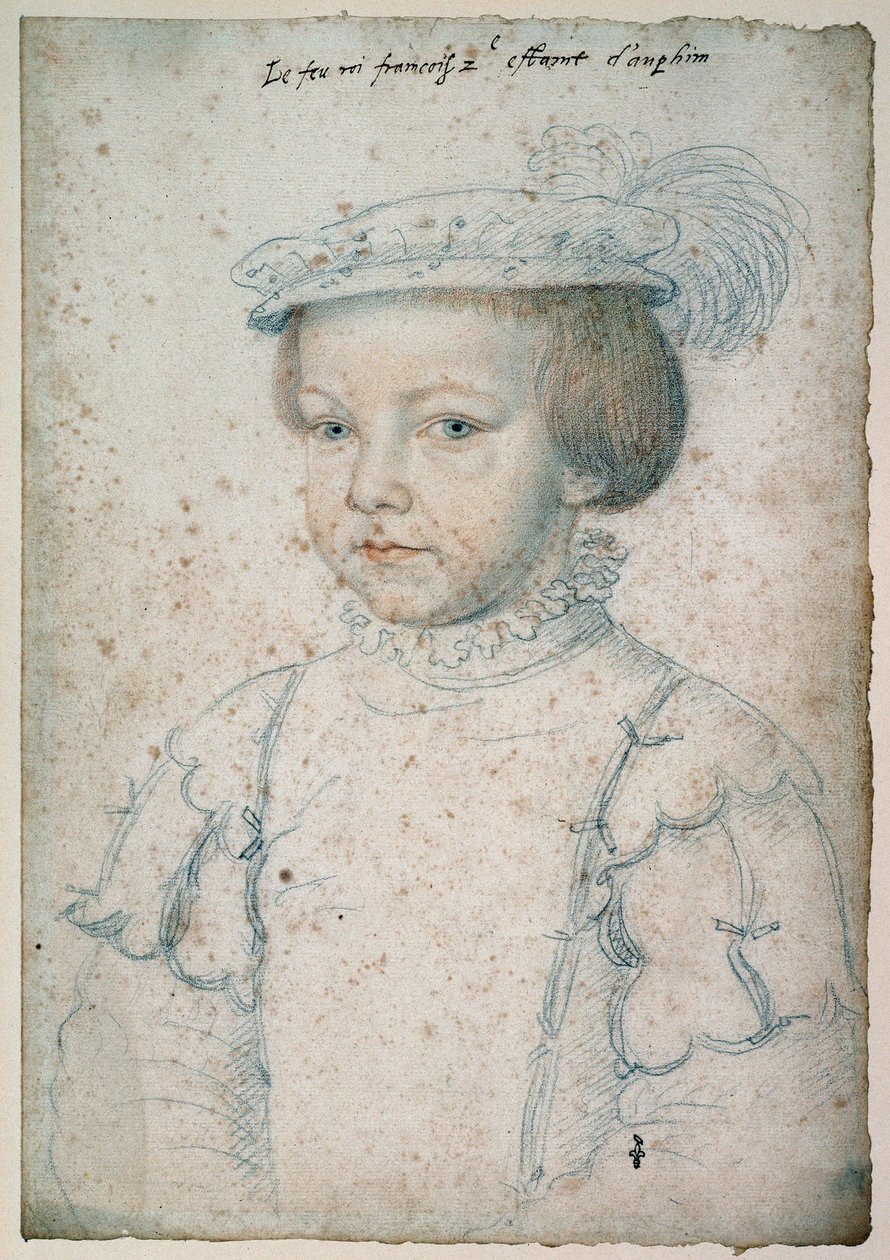 Portret van de koning van Frankrijk Francois II (1544-1560). Tekening door Francois Clouet (1515-1572) door François Clouet