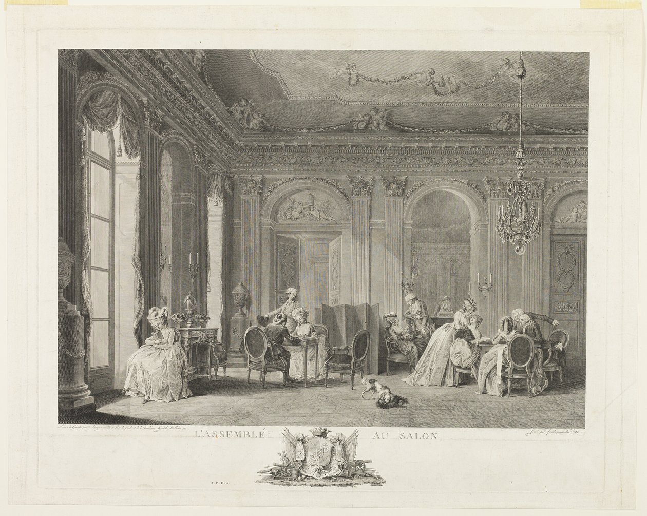 De vergadering in de salon door Francois Dequevauviller
