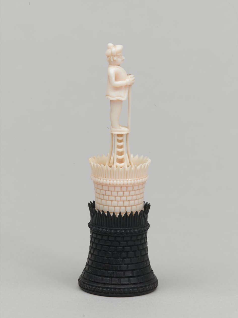 Zwarte toren, schaakstuk, India, circa 1820 door Francois Dubois