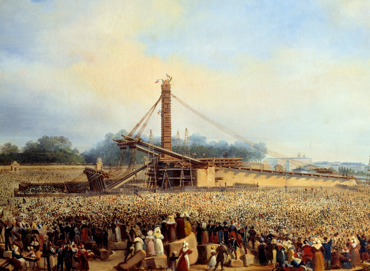 Oprichting van de obelisk van Luxor op Place de la Concorde (25 oktober) door Francois Dubois