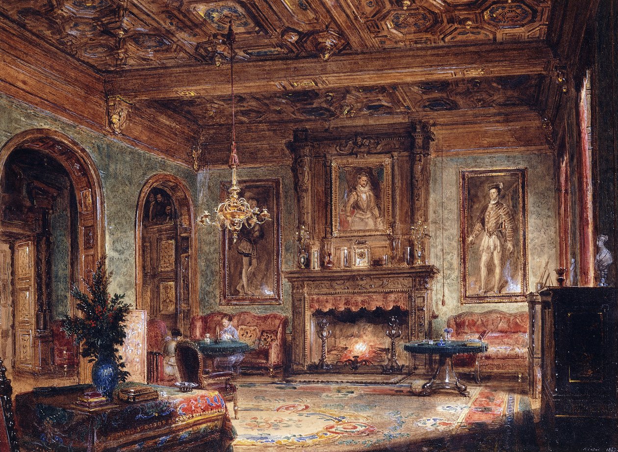 De Salon in het Kasteel van Marchais, 1852 door Francois Edme Ricois