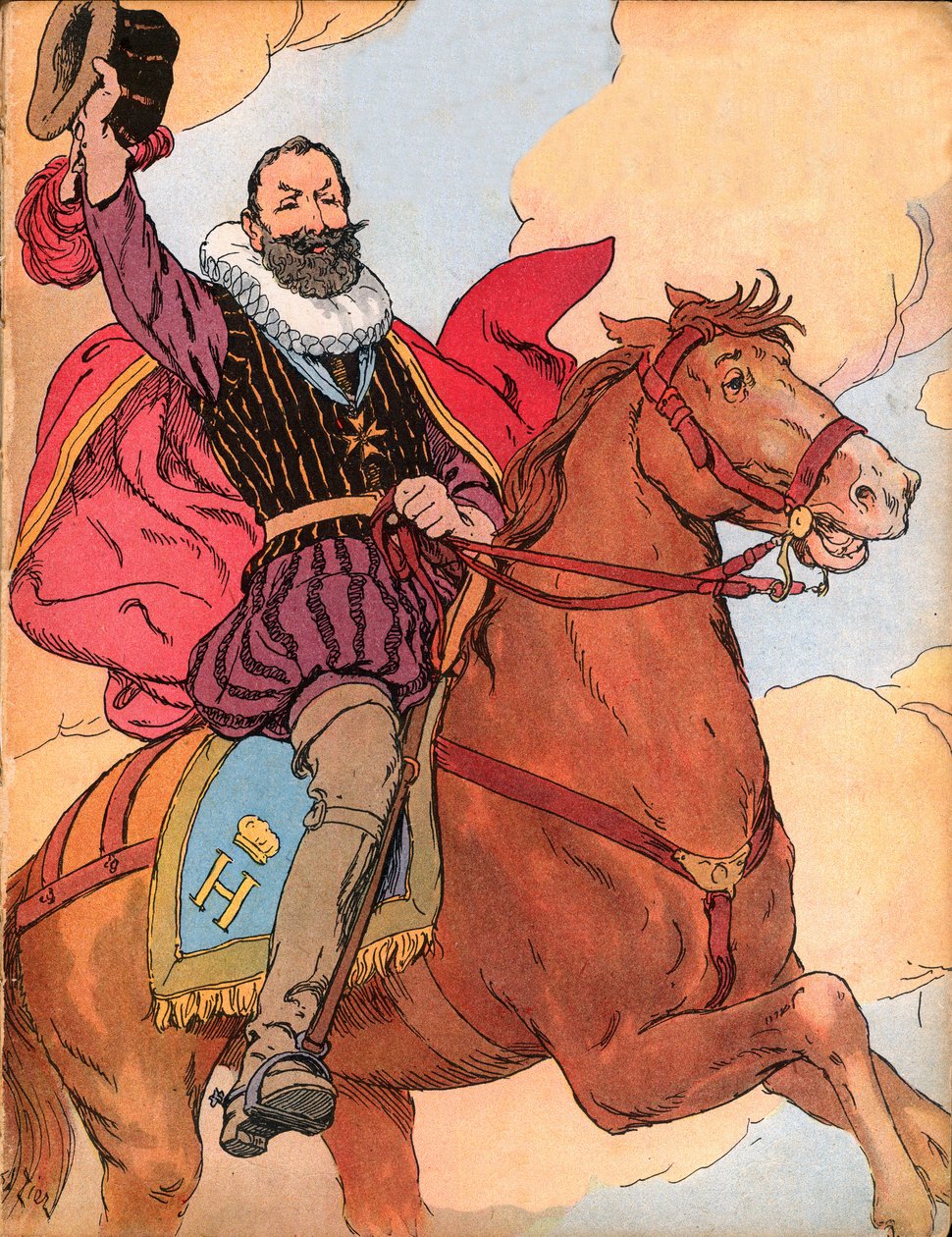 Koning Hendrik IV (1553-1610) (Koning van Frankrijk Henri IV) Illustratie door Francois Edouard Zier in 