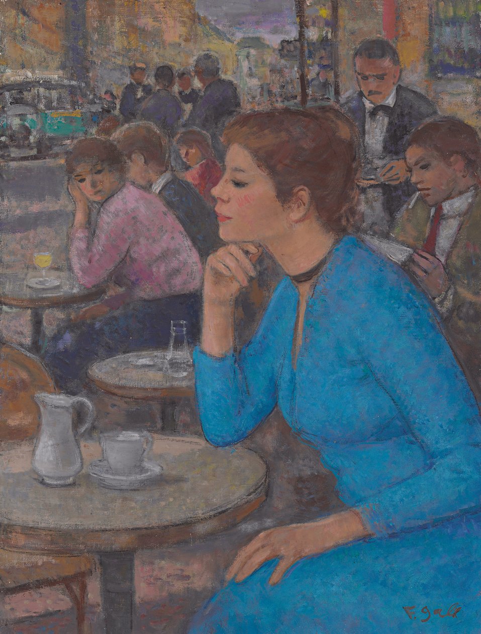 Eugenie in een Blauwe Jurk bij 