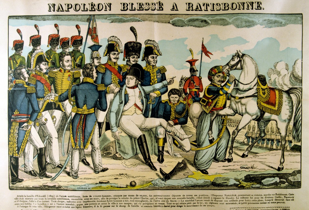 Napoleon gewond bij Ratisbon, april 1809, ca. 1835 door Francois Georgin