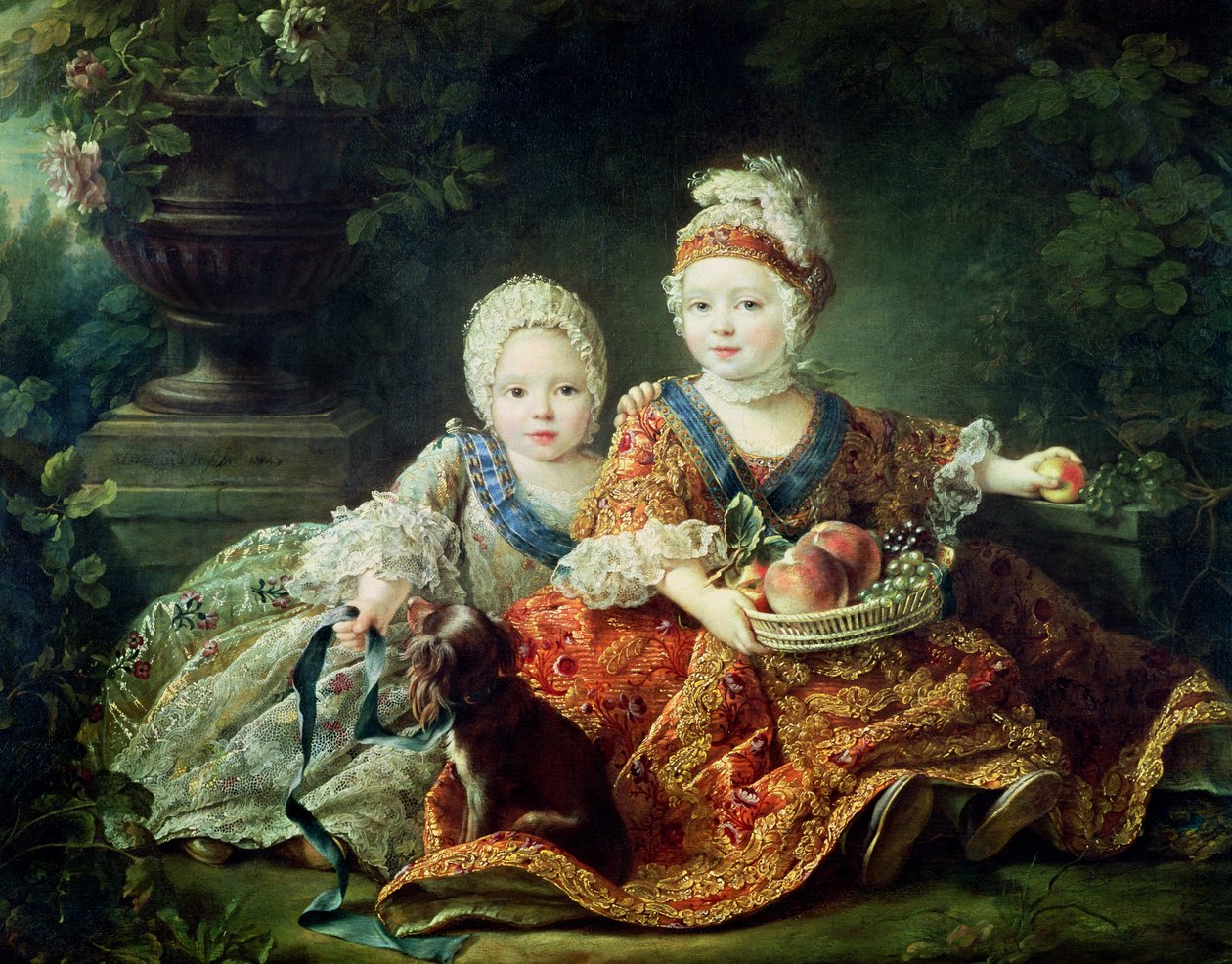 Lodewijk van Frankrijk (1754-93) hertog van Berry en Lodewijk van Frankrijk (1755-1824) graaf van Provence, toekomstige koningen Lodewijk XVI en Lodewijk XVIII van Frankrijk, 1757 door Francois Hubert Drouais
