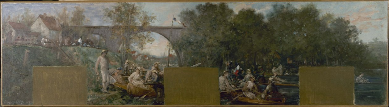 Schets voor het stadhuis van Nogent-sur-Marne: Bootvaarders op de Marne door Francois Lafon