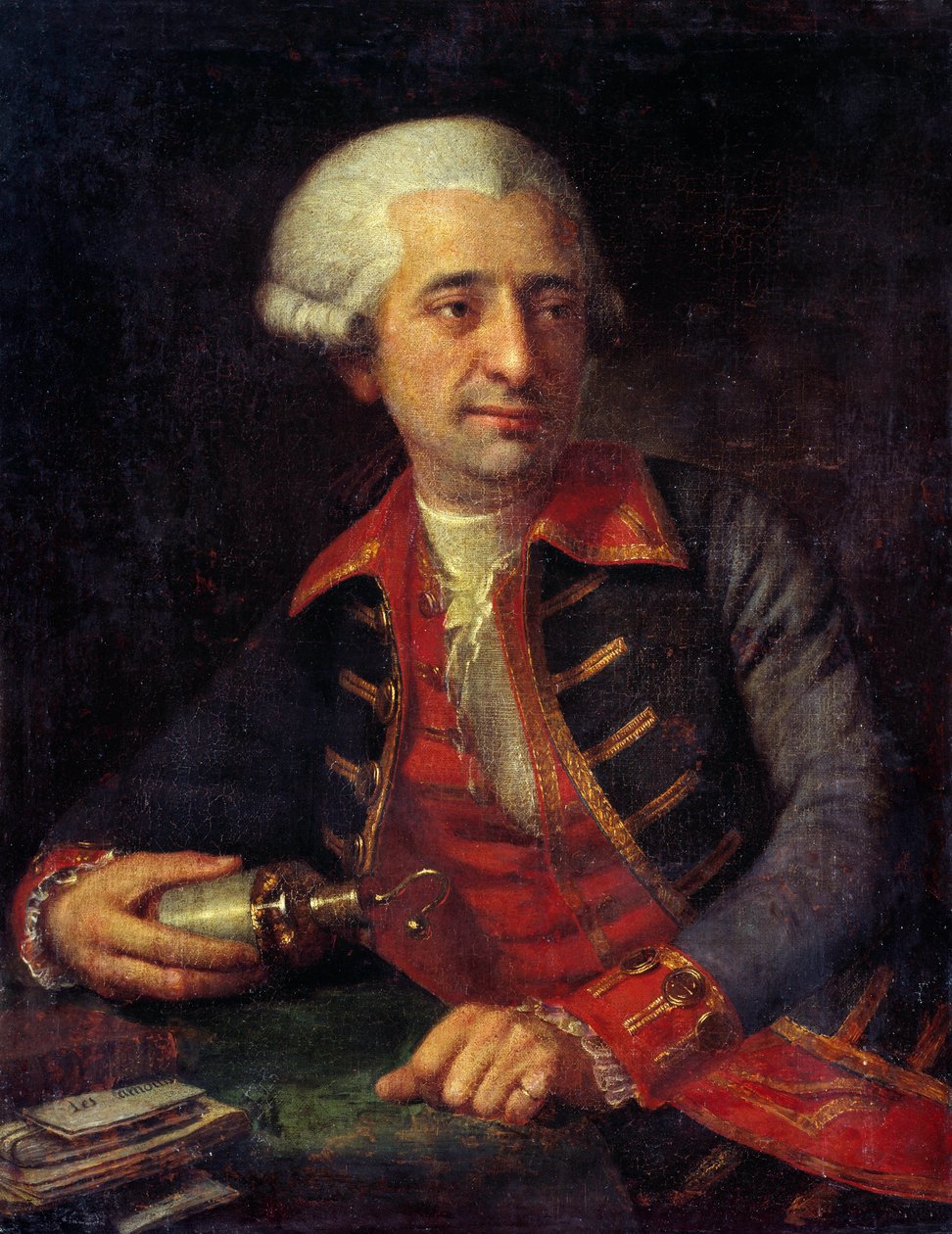 Portret van Antoine Louis Lavoisier (1746-1794), Franse chemicus in uniform als Inspecteur-Generaal van Poeders van Land- en Zeemachten door Francois Louis Brossard de Beaulieu