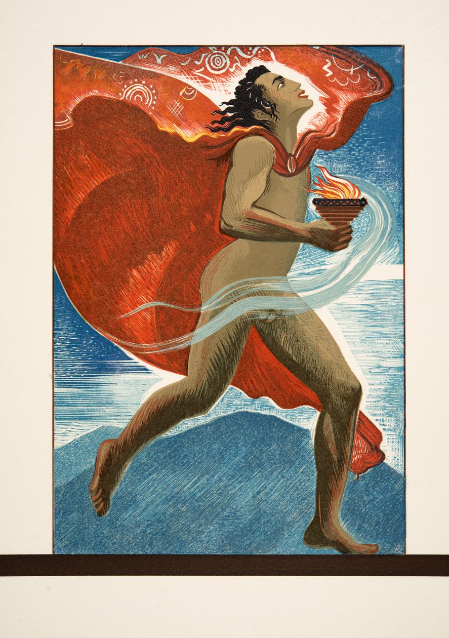 Prometheus rent met Vuur, uit Prométhée Enchaîné van Aeschylus, uitgegeven 1941 door Francois Louis Schmied