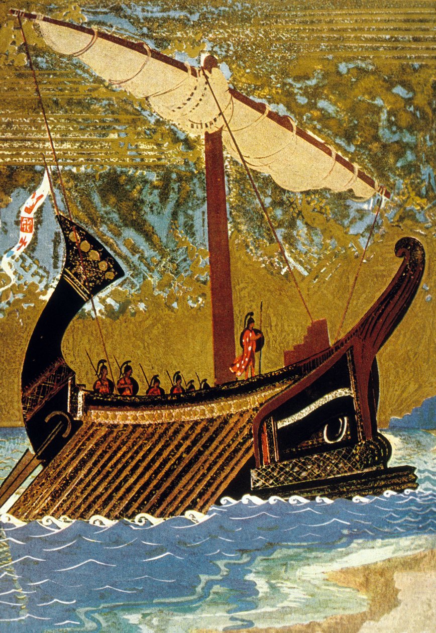 De Odyssee door Homerus: de zeilboot van Odysseus (Ulysses), 1930 door Francois Louis Schmied