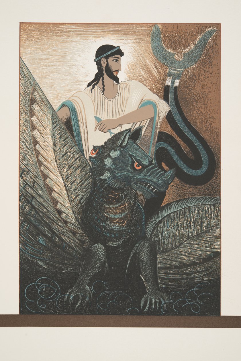 Ulysses en Draak uit Prométhée Enchaîné van Aeschylus, uitgegeven 1941 door Francois Louis Schmied