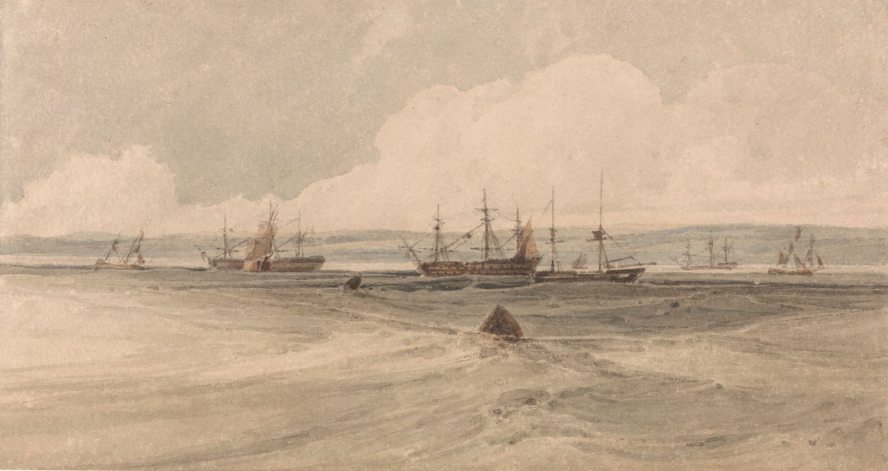 Uitzicht op Sheerness door Francois Louis Thomas Francia