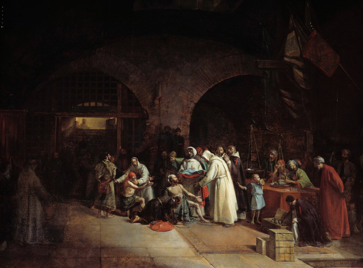 Franse kolonisatie van Algerije: Verlossing van gevangenen in de gevangenissen van Algiers door Francois Marius Granet