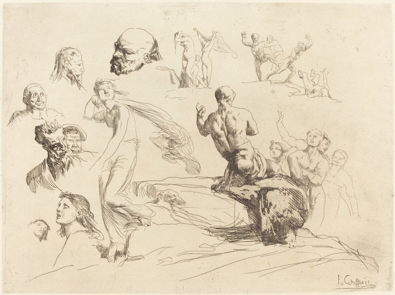 Schetsblad door Francois Nicolas Chifflart