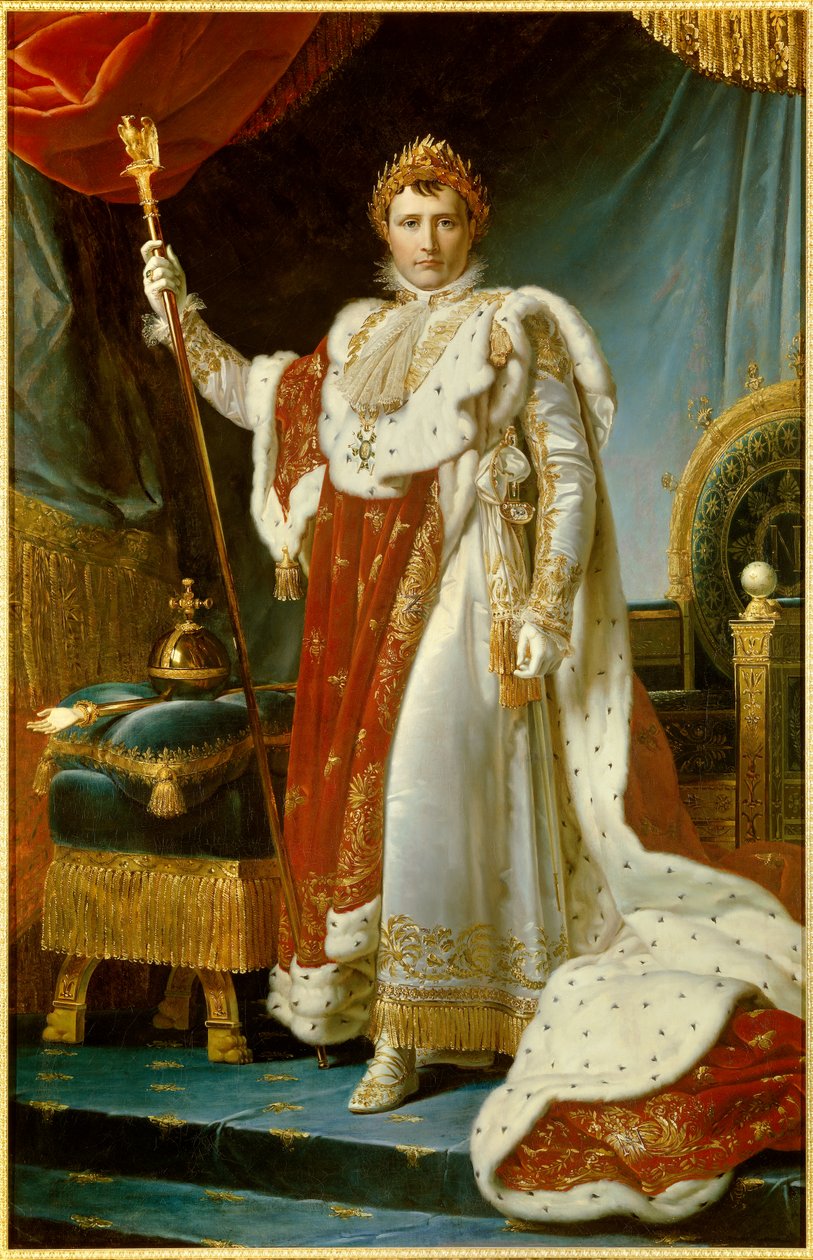 Volledig portret van Napoleon I in kroningskleding (1769-1821) keizer van de Fransen door Baron François Pascal Simon Gérard