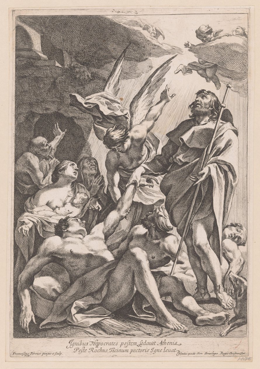 Heilige Rochus geneest de pestlijders door Francois Perrier