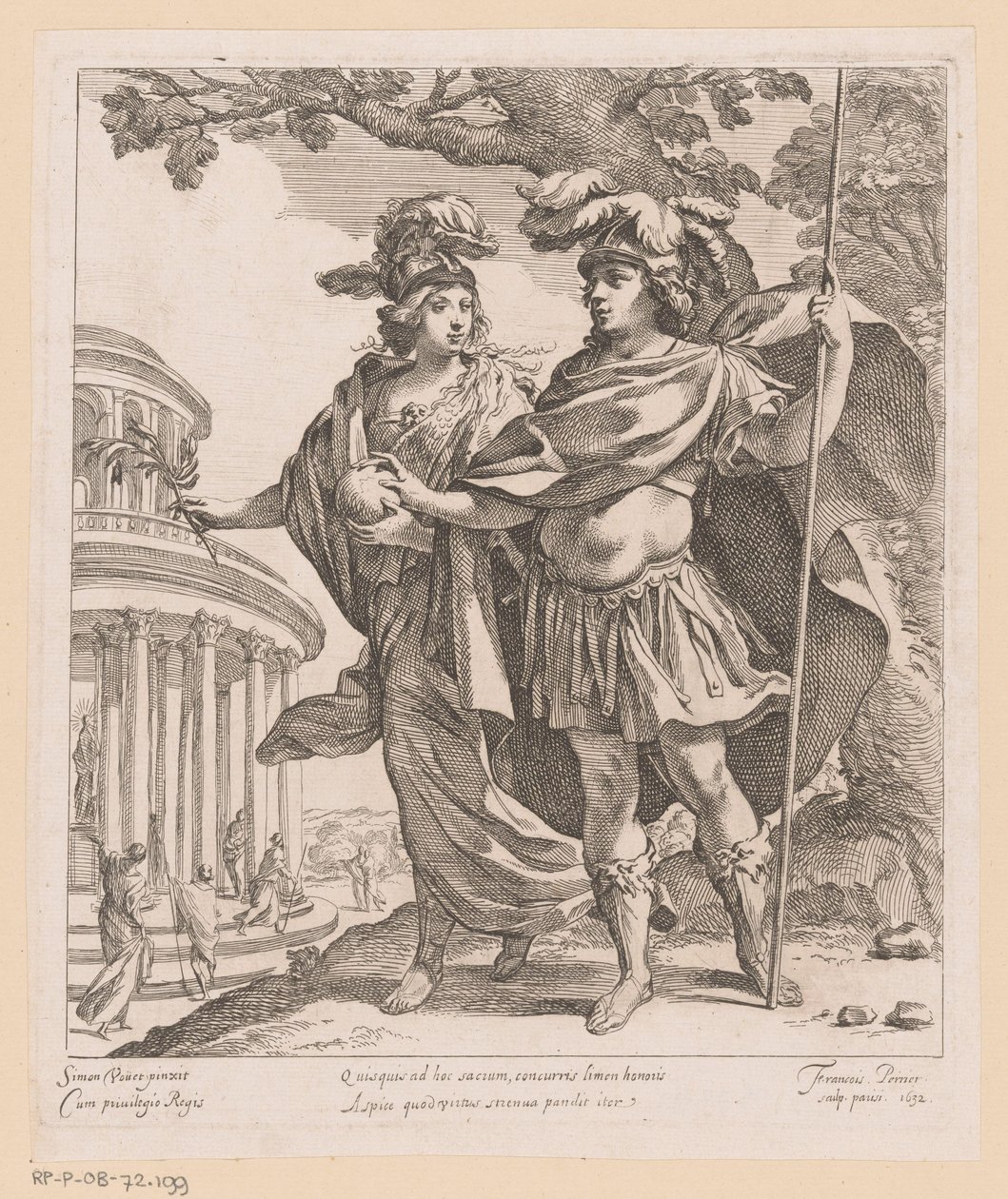 Minerva toont Lodewijk XIII de tempel van de glorie door Francois Perrier