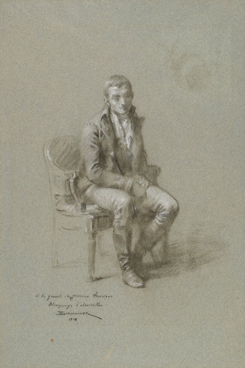 Zittende mannelijke figuur door Francois Schommer
